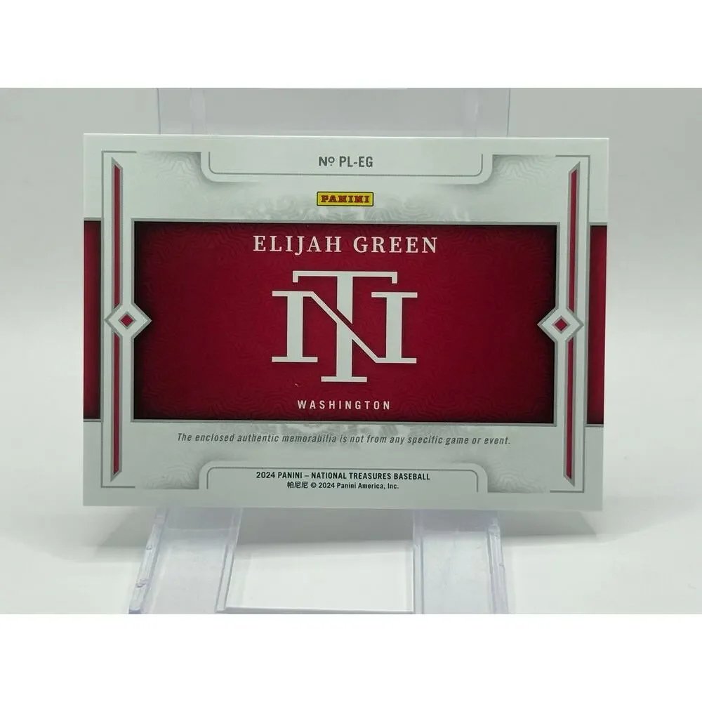 2024 National Treasures Elijah Green Game Gear Green Bat Relic 4/5 SSP Nationals